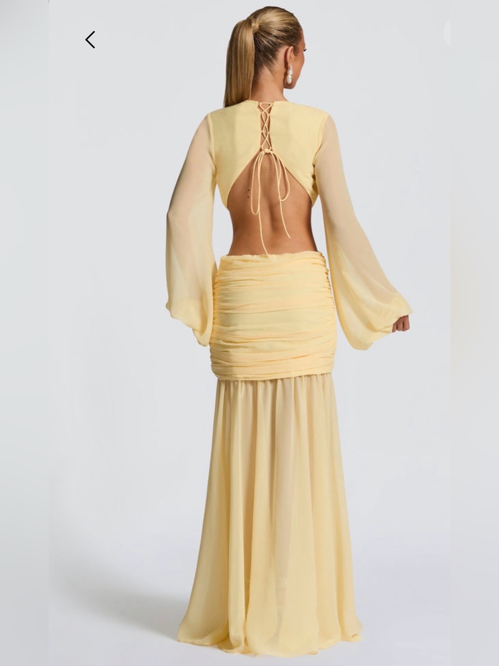 BABYBOO Yellow Plunge V-Neck Long Sleeve Maxi Dress - Picture 2 of 2